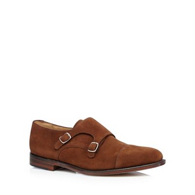 Loake Big and tall tan suede double buckle shoes